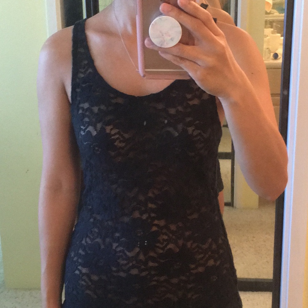 Navy blue Lace racer back tank from GillyHicks.